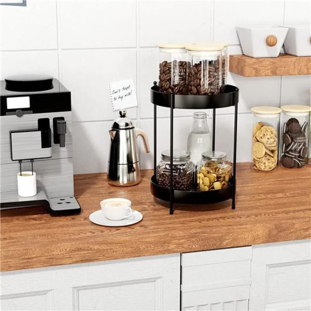 Bathroom Vanity Countertop Organizer - 2 Tier Makeup Counter Organizer (Black)